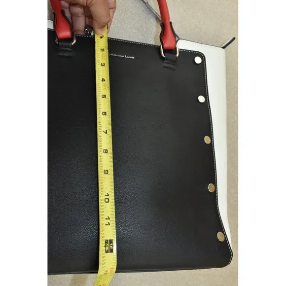 Christian Lacroix Women's Purse Black/White/Red Leather Tote Handbag -Flaws- - Picture 14 of 15